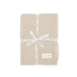 Embroidered Muslin Blanket - Grasslands, Milky White W/ Lace Trim - Organic Cotton