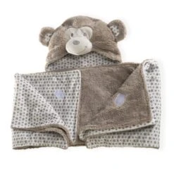 Little Monkey Hooded Blanket