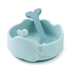 Done By Deer Silicone Stick & Stay Wally Bowl & Baby Spoon - Blue