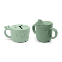 Done By Deer Peekaboo Spout-Snack Cup Set - Deer Friends - Green
