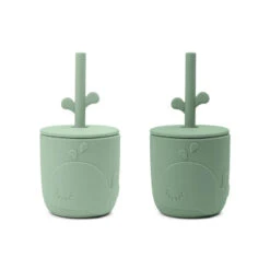 Done By Deer Peekaboo Straw Cup 2-Pack Wally Green