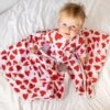 Love Heart Print Blanket