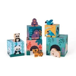Janod Cardboard Stacking Cubes With Wooden Animals Figures - In Partnership With WWF® -Baby Products Store Janod Cardboard Stacking Cubes with Wooden Animals Figures In Partnership with WWFr 3