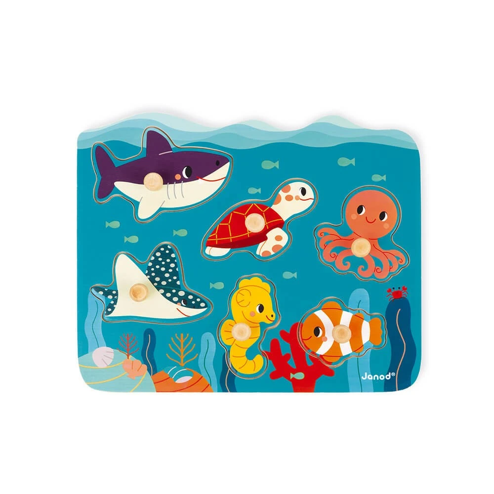 Janod Ocean Marine Animals Peg Puzzle - In Partnership With WWF 4 Janod Ocean Marine Animals Peg Puzzle - In Partnership With WWF - Image 2
