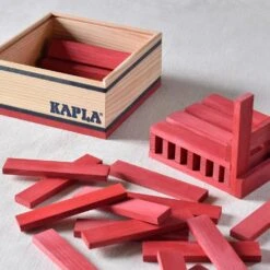 Kapla 40 Coloured Wooden Construction Blocks In A Square Box - Red -Baby Products Store Kapla Kapla 40 Coloured Wooden Construction Blocks in a Square Box Red Wooden Blocks 3