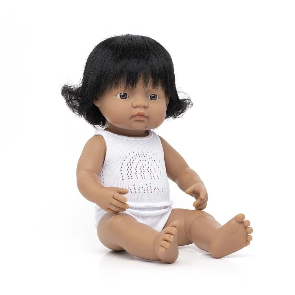 Miniland Hispanic Baby Girl Doll 38cm - Black Hair 3 Miniland Hispanic Baby Girl Doll 38cm - Black Hair