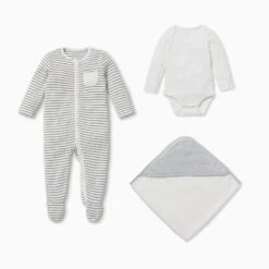 Soak And Sleep Set - Grey Stripe