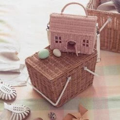 Rattan Casa Bag - Rose -Baby Products Store Olli Ella Rattan Casa Bag Rose 2