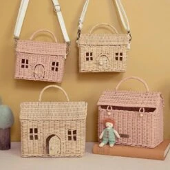 Rattan Casa Bag - Rose -Baby Products Store Olli Ella Rattan Casa Bag Rose 5