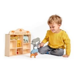 8 Safari Animals & Shelf -Baby Products Store Tenderleaf Toys 8 Safari Animals Shelf Wooden Animal Figures 3