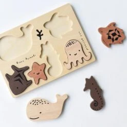 Wooden Tray Puzzle - Ocean Animals 10 Wooden Tray Puzzle - Ocean Animals -Baby Products Store Wee Gallery Wooden Tray Puzzle Ocean Animals Wooden Puzzle 4