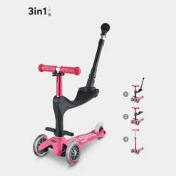 3in1 Trike Deluxe Push Along Scooter -Baby Products Store mimse04pnk 1 2