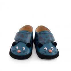 Moulin Roty Blue Panther Leather Slippers - Dans La Jungle